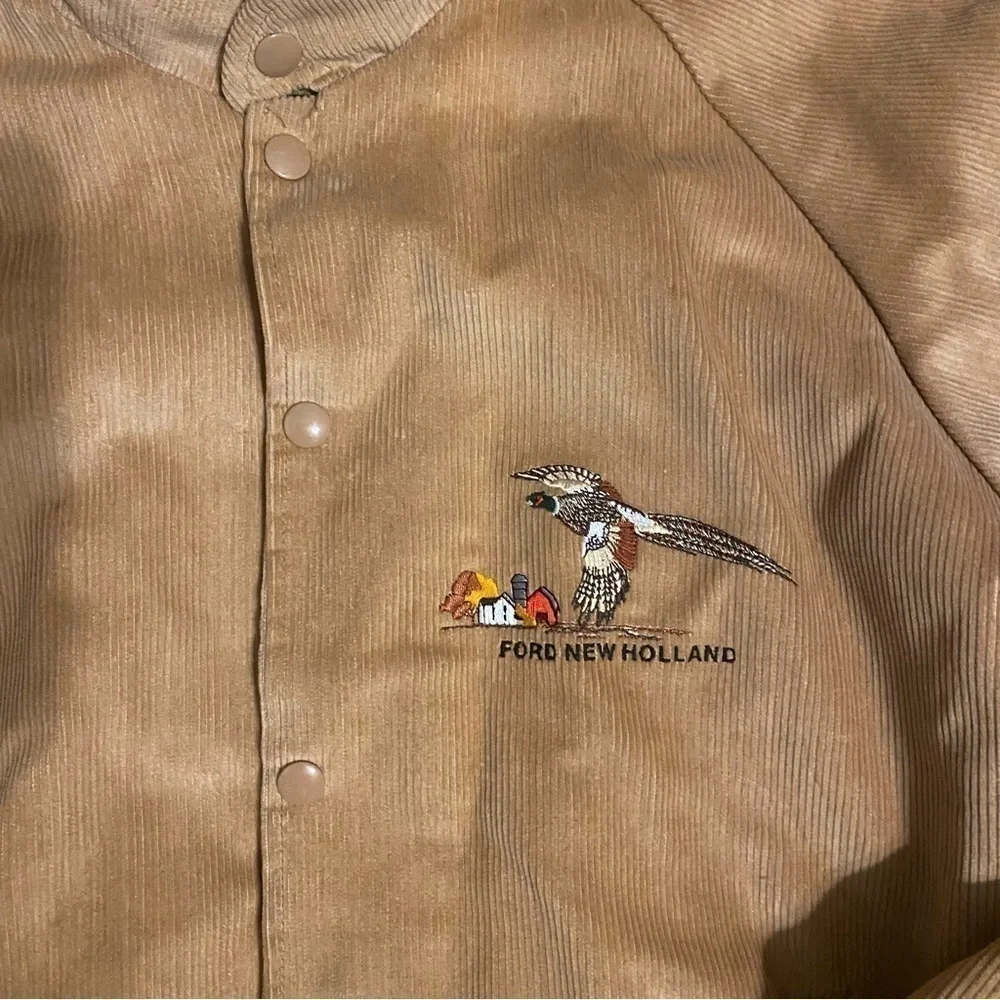 Vintage K-Brand Ford New Holland Corduroy Jacket Pheasant Embroidered Medium
